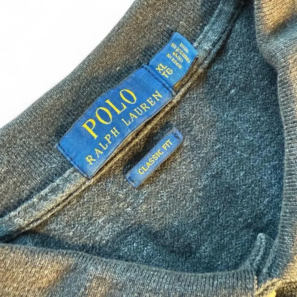 Ralph Lauren Grey Polo Shirt Size XL Blue Tag Quiet Luxury Minimalist